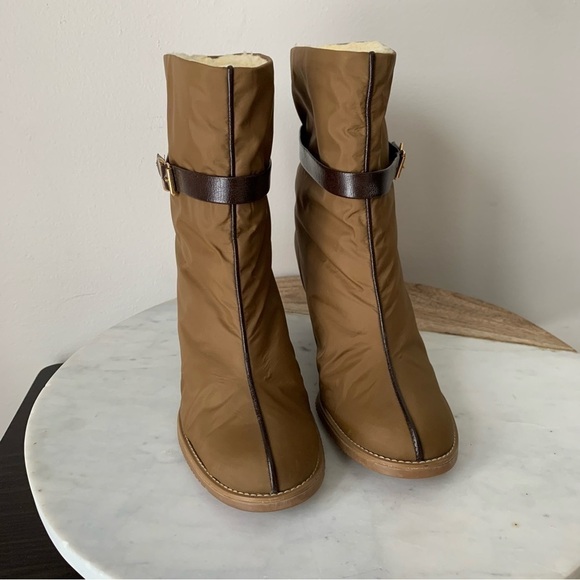 Vintage boot GOLO brand high heel boots, Nylon Tan Size 7 Vibram Sole Waterproof - Picture 5 of 15